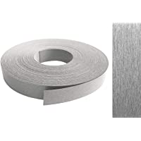 Cinta de melamina para rebordes- 22 mm x 10 m- con adhesivo termofusible- aspecto de acero inoxidable VA- decoración
